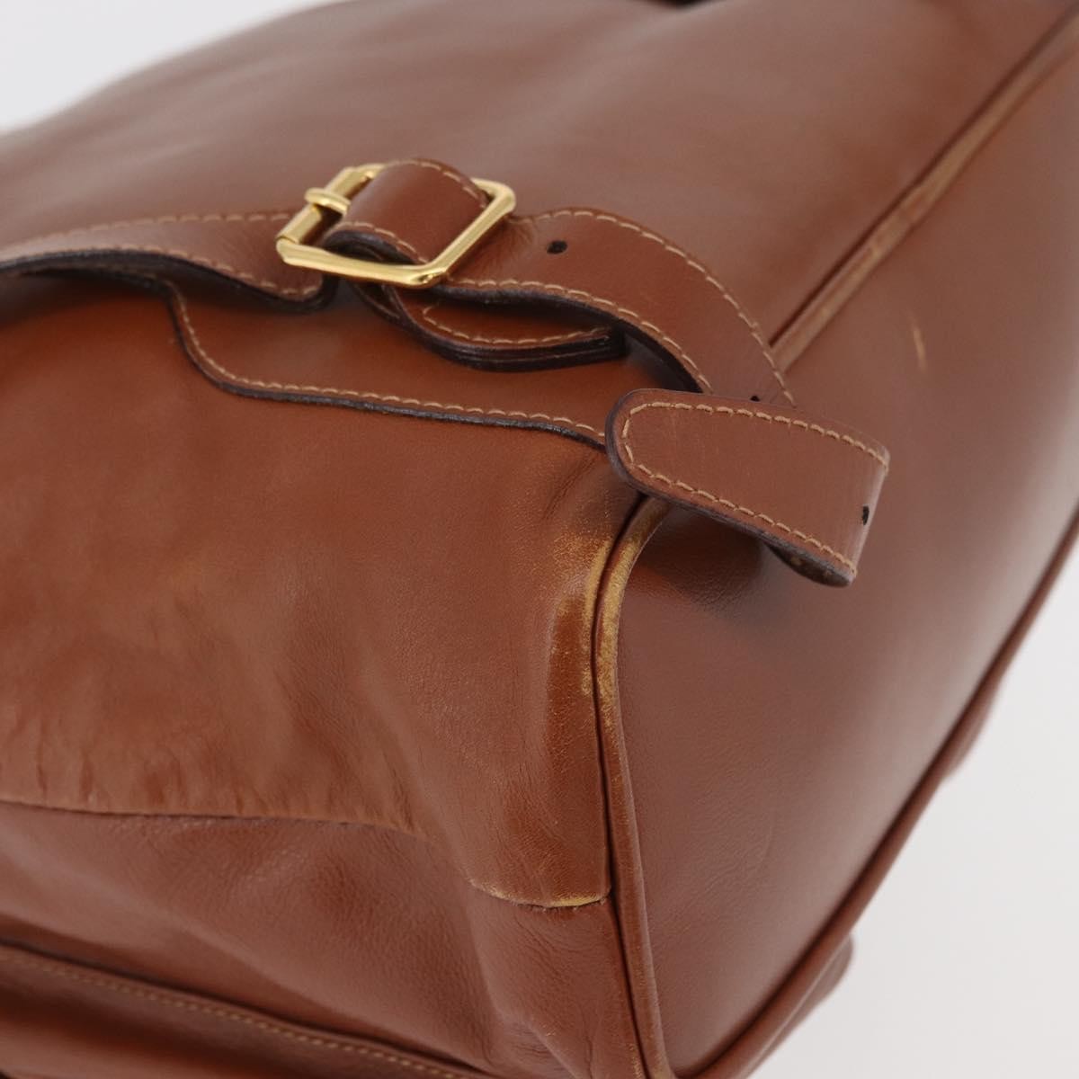 Gucci Vintage Bamboo Leather Brown Leather Backpack Bag (Pre-Owned)