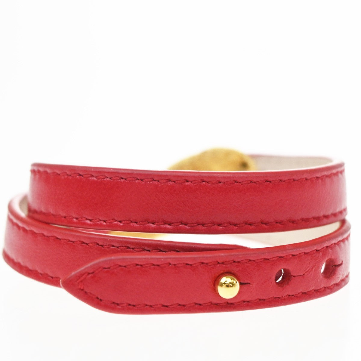Bvlgari Serpenti Forever Double Wrap Leather Red Leather Bracelet Jewelry (Pre-Owned)