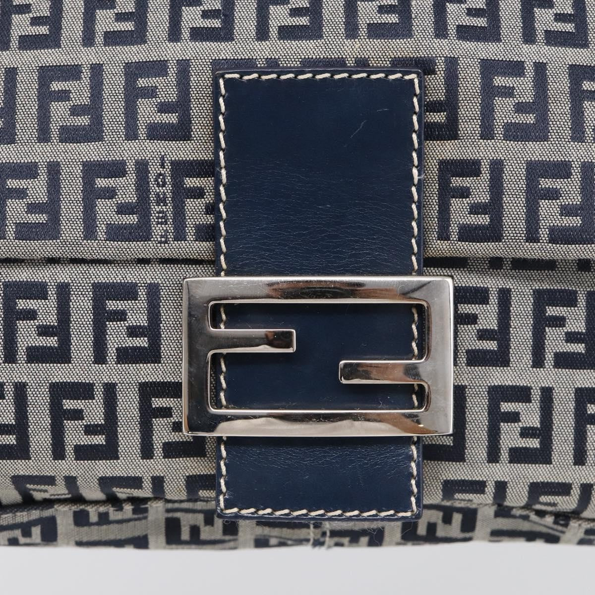 Fendi Fendi Mamma Baguette Monogram Canvas Navy Canvas Handbag (Pre-Owned)