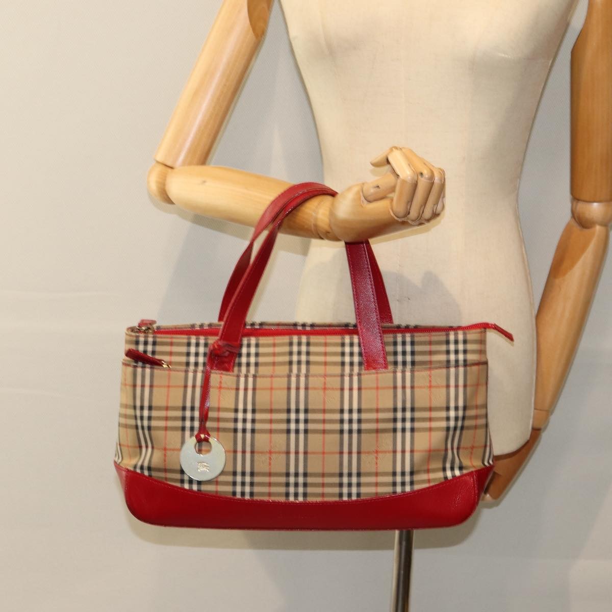 Burberry Nova Check Nova Check Canvas Beige Canvas Handbag (Pre-Owned)