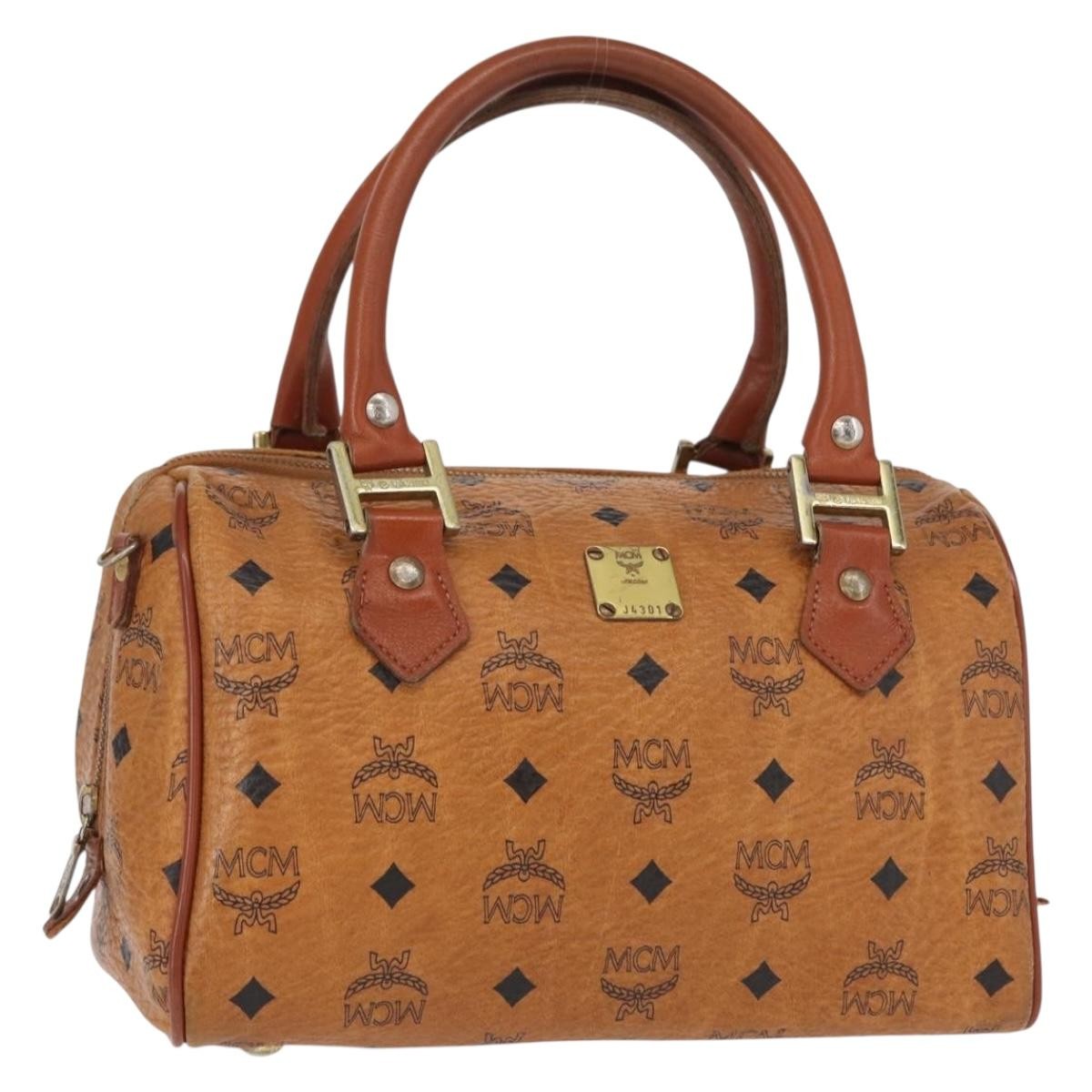 MCM Visetos Logogramme Canvas And Leather Brown Canvas Handbag (Pre-Owned)