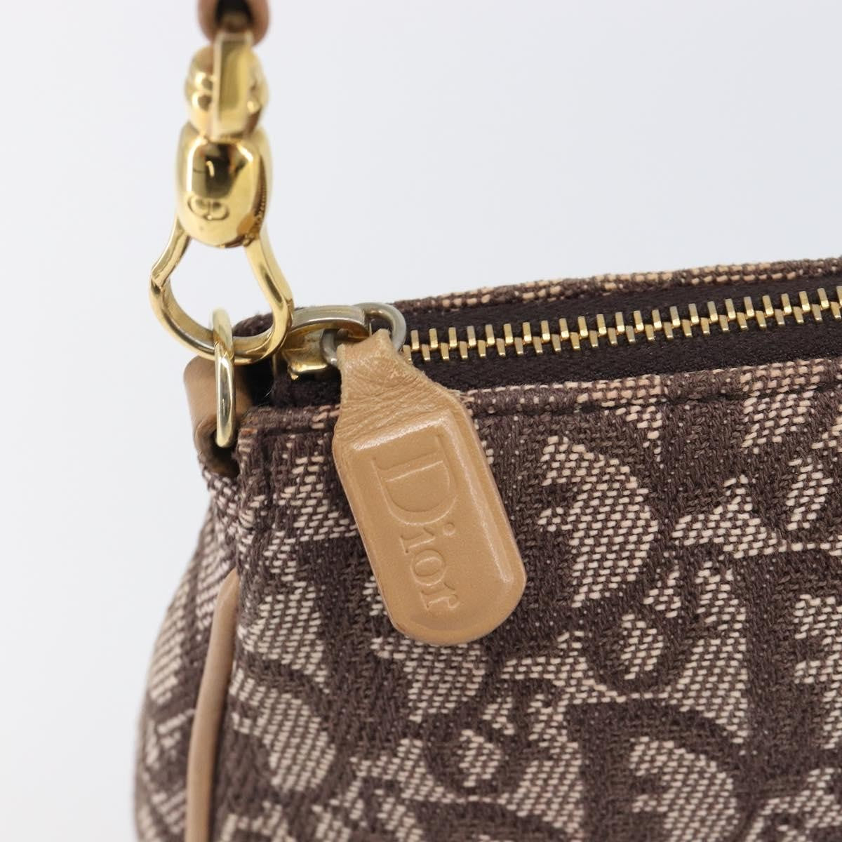 Christian Dior Vintage Saddle Bag Canvas Brown Canvas Clutche & Pouche Bag (Pre-Owned)