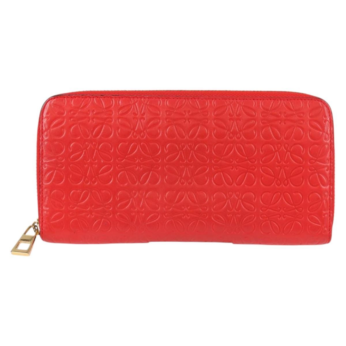 Loewe Anagram Leather Red Leather Wallets Accessory (Pre-Owned)