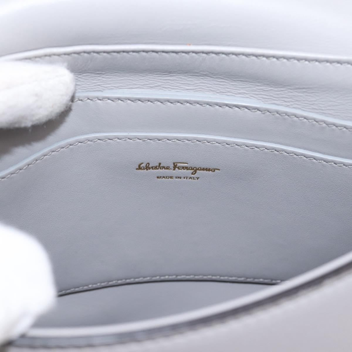 Salvatore Ferragamo Tassel Gancini Lock Flap Leather Gray Leather Shoulder Bag Bag (Pre-Owned)