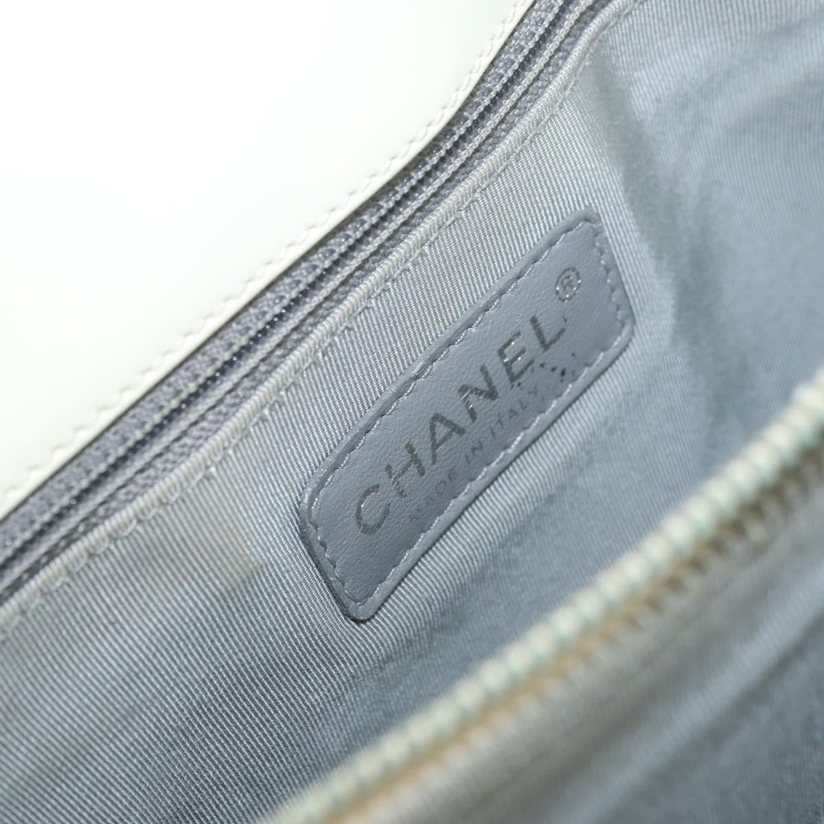 Chanel Boy Tote Glazed Calfskin White Patent_Leather Shoulder Bag Bag (Pre-Owned)