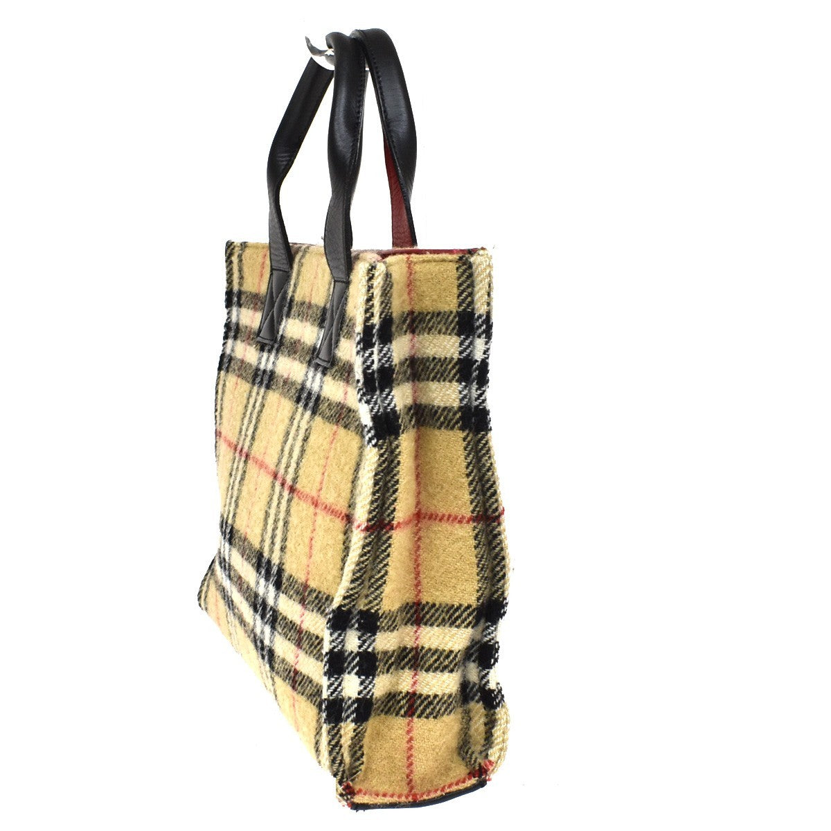 Burberry Nova Check Blue Label Cotton Beige Wool Shoulder Bag Bag (Pre-Owned)