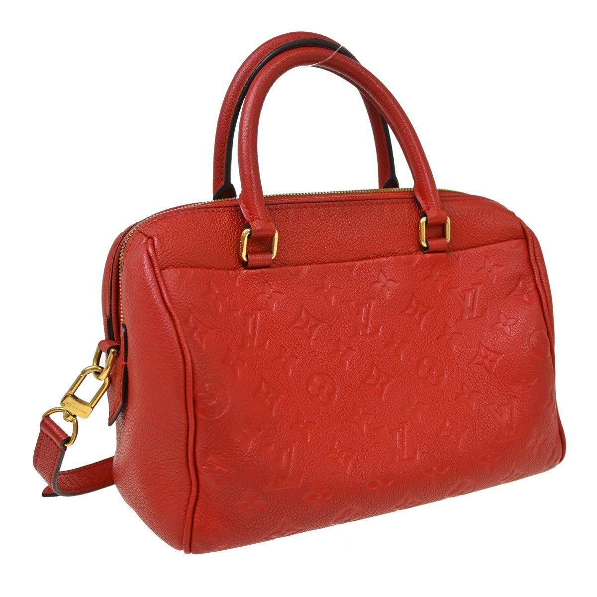 Louis Vuitton Speedy Bandouliere Nm Monogram Empreinte Leather Red Leather Handbag (Pre-Owned)