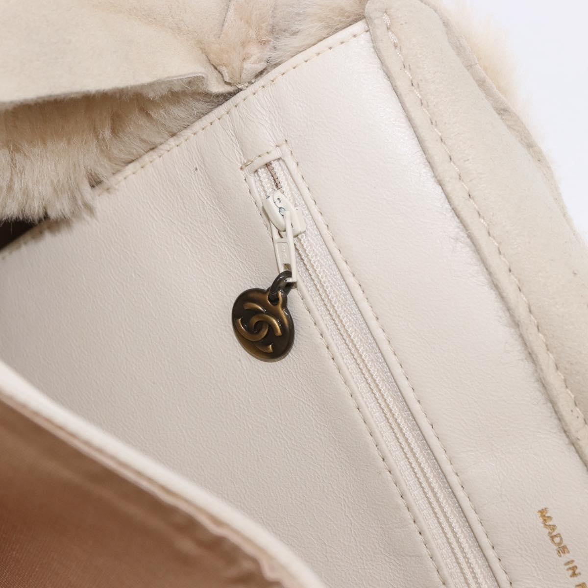Chanel Vintage East West Tote Shearling And Suede Beige Leather Tote Bag Bag (Pre-Owned)