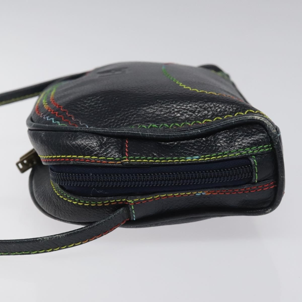 Fendi Vintage Zip Leather Navy Leather Shoulder Bag Bag (Pre-Owned)