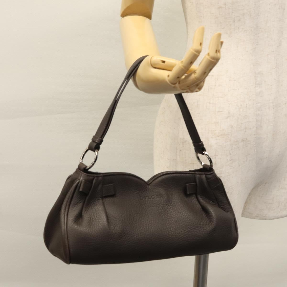 Bvlgari Handbag Leather Brown Leather Handbag (Pre-Owned)