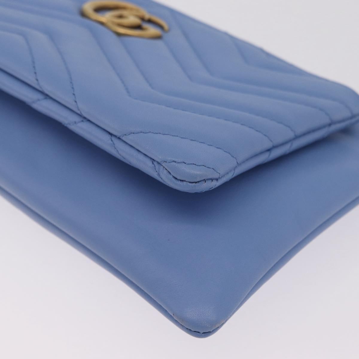 Gucci Gg Marmont Double Matelasse Leather Blue Leather Crossbody Bag Bag (Pre-Owned)