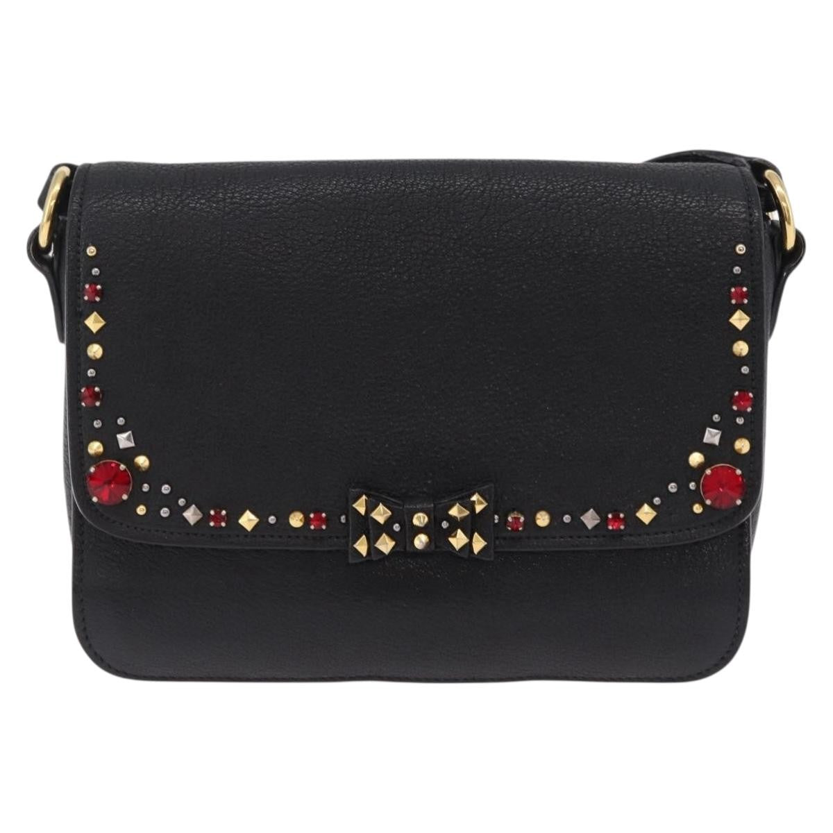 Miu Miu Shoulder Leather Black Leather Shoulder Bag Bag (Pre-Owned)
