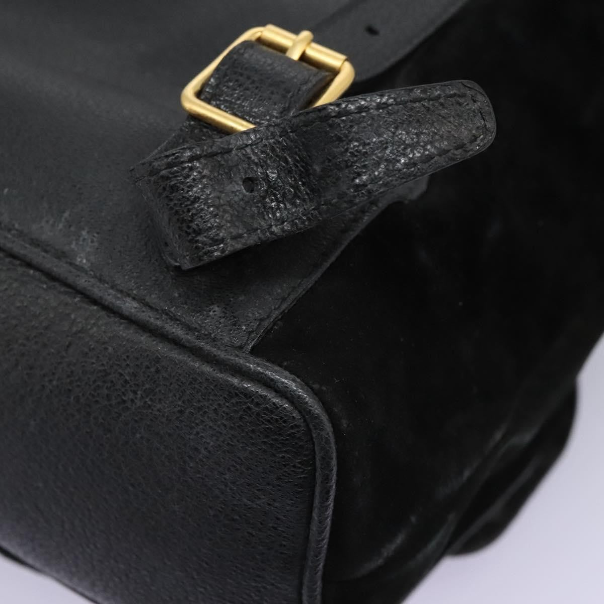 Gucci Vintage Bamboo Suede And Leather Black Suede Backpack Bag (Pre-Owned)