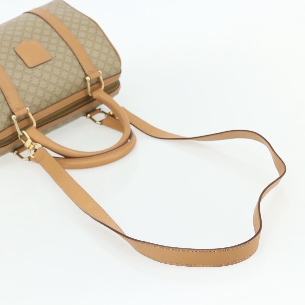 Celine Boston Triomphe Coated Canvas Beige Pvc Handbag (Pre-Owned)