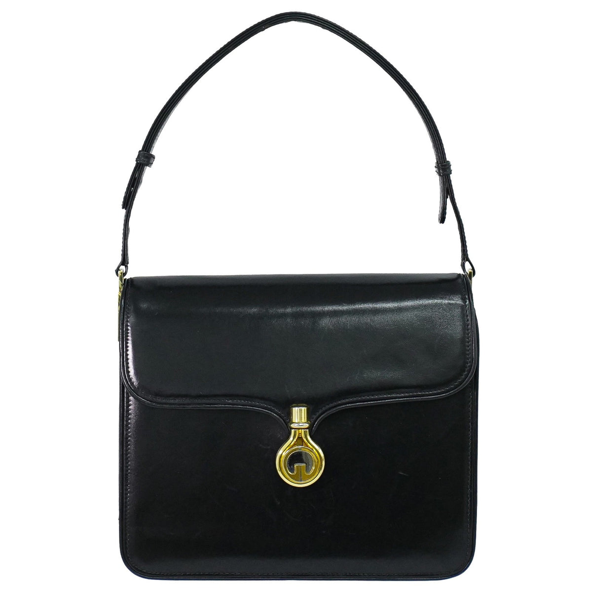 Gucci Shoulder Leather Black Leather Shoulder Bag Bag (Pre-Owned)