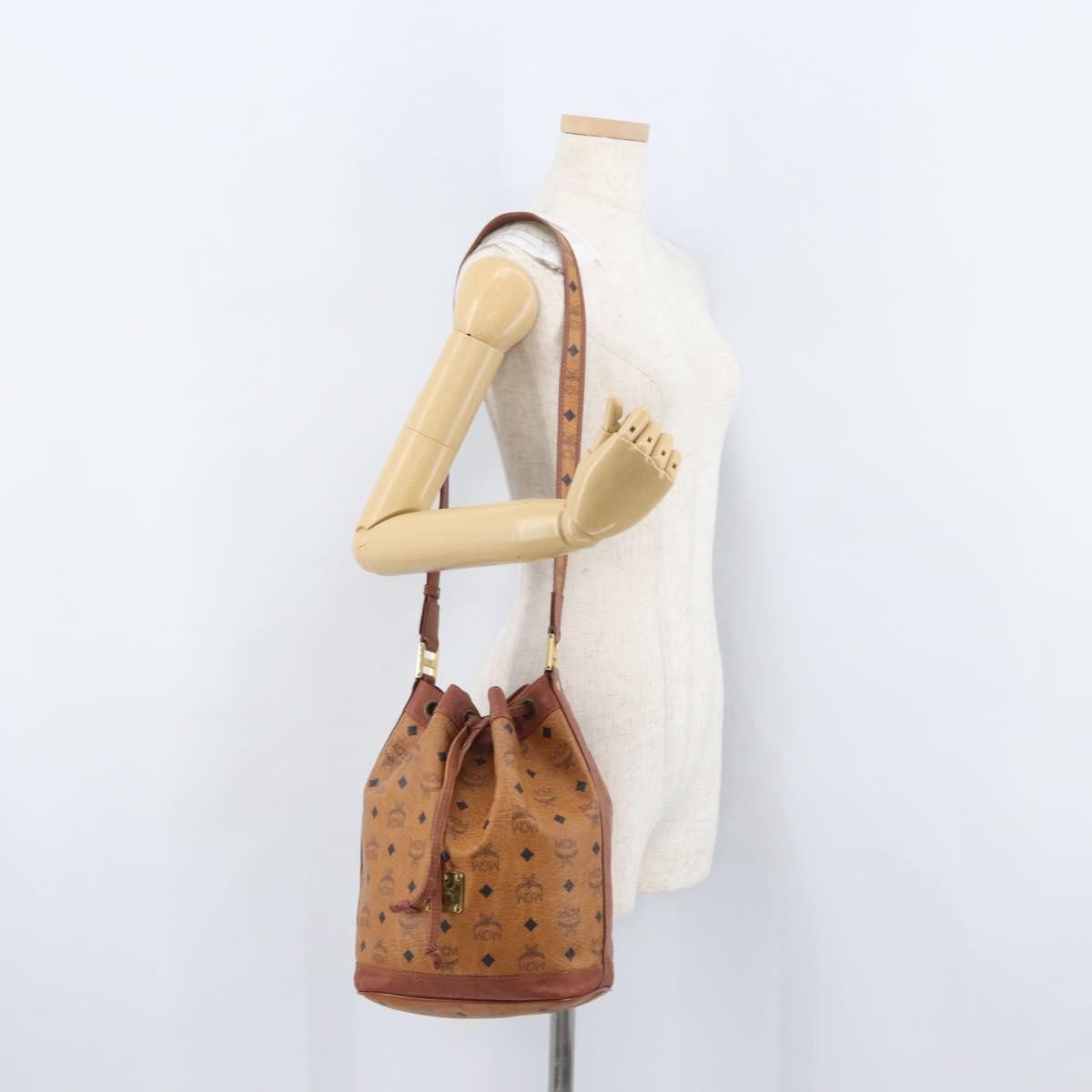 MCM Visetos Canvas And Leather Brown Canvas Shoulder Bag Bag (Pre-Owned)