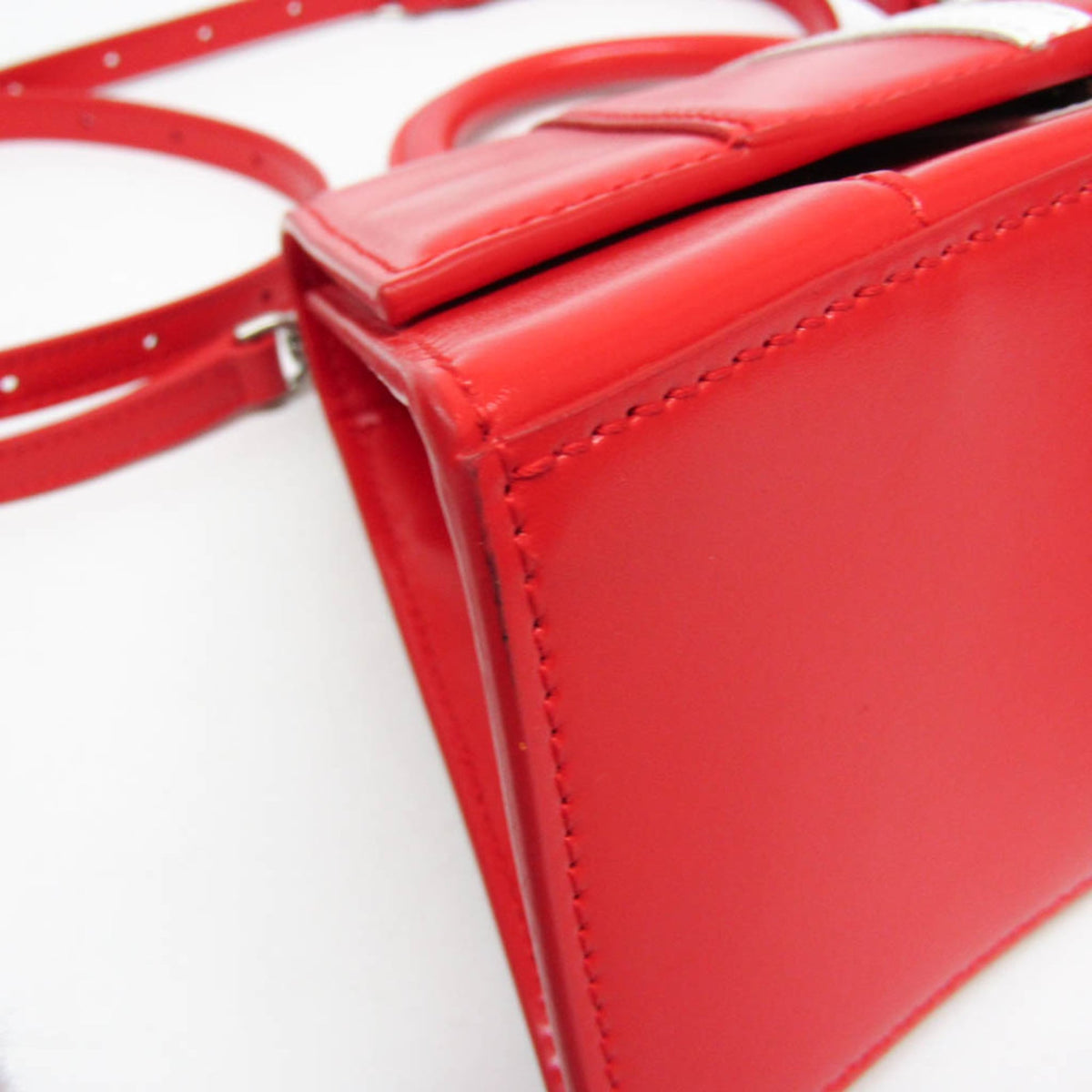 Balenciaga X Adidas Hourglass Top Handle Leather Red Leather Handbag (Pre-Owned)