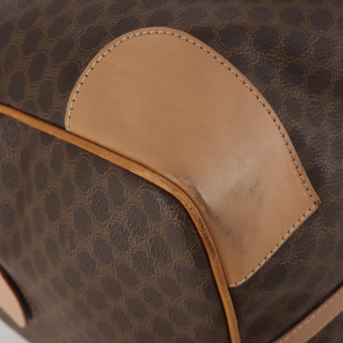 Celine Vintage Duffle Canvas And Leather Brown Canvas Travel Bag Bag (Pre-Owned)