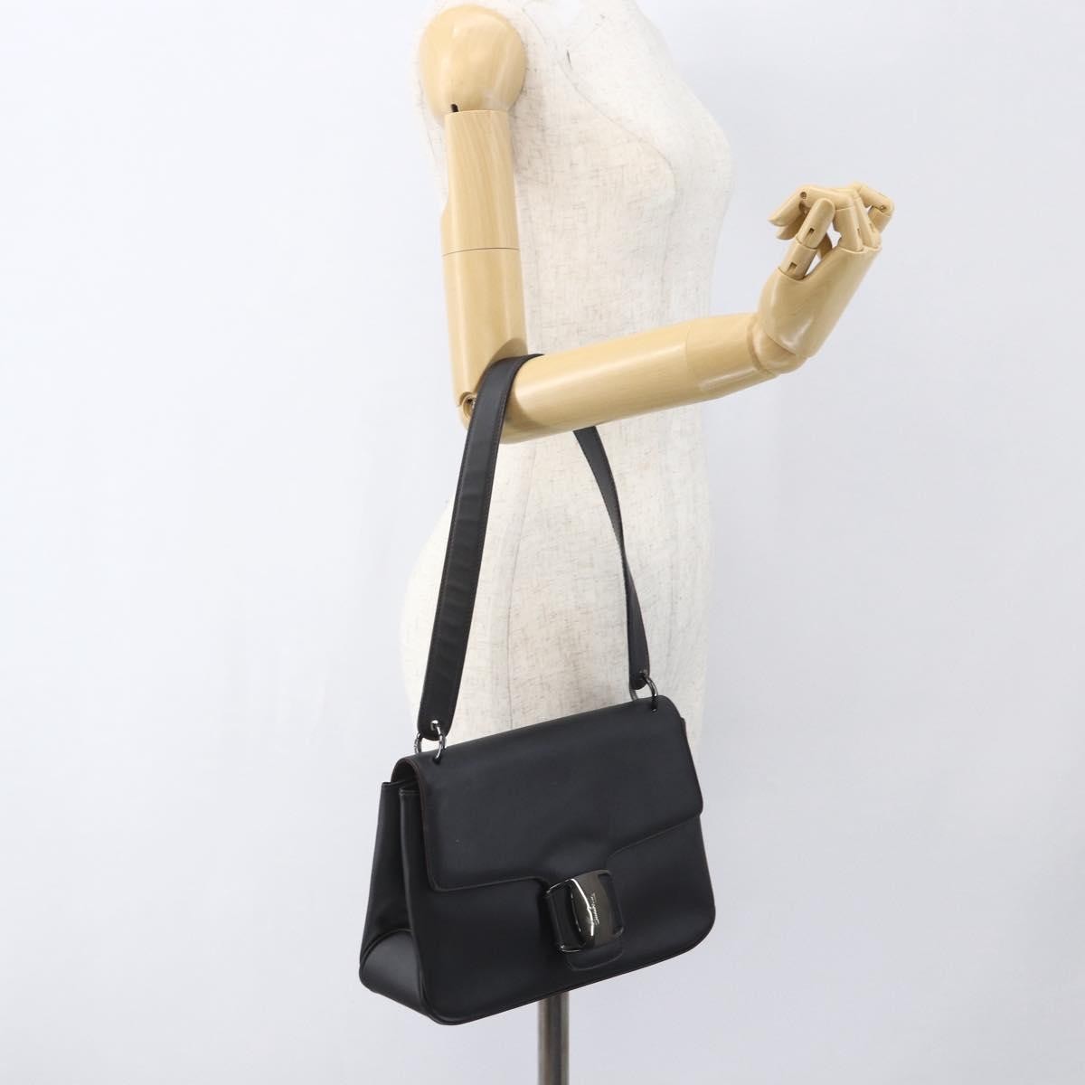 Salvatore Ferragamo Vala Leather Black Leather Shoulder Bag Bag (Pre-Owned)