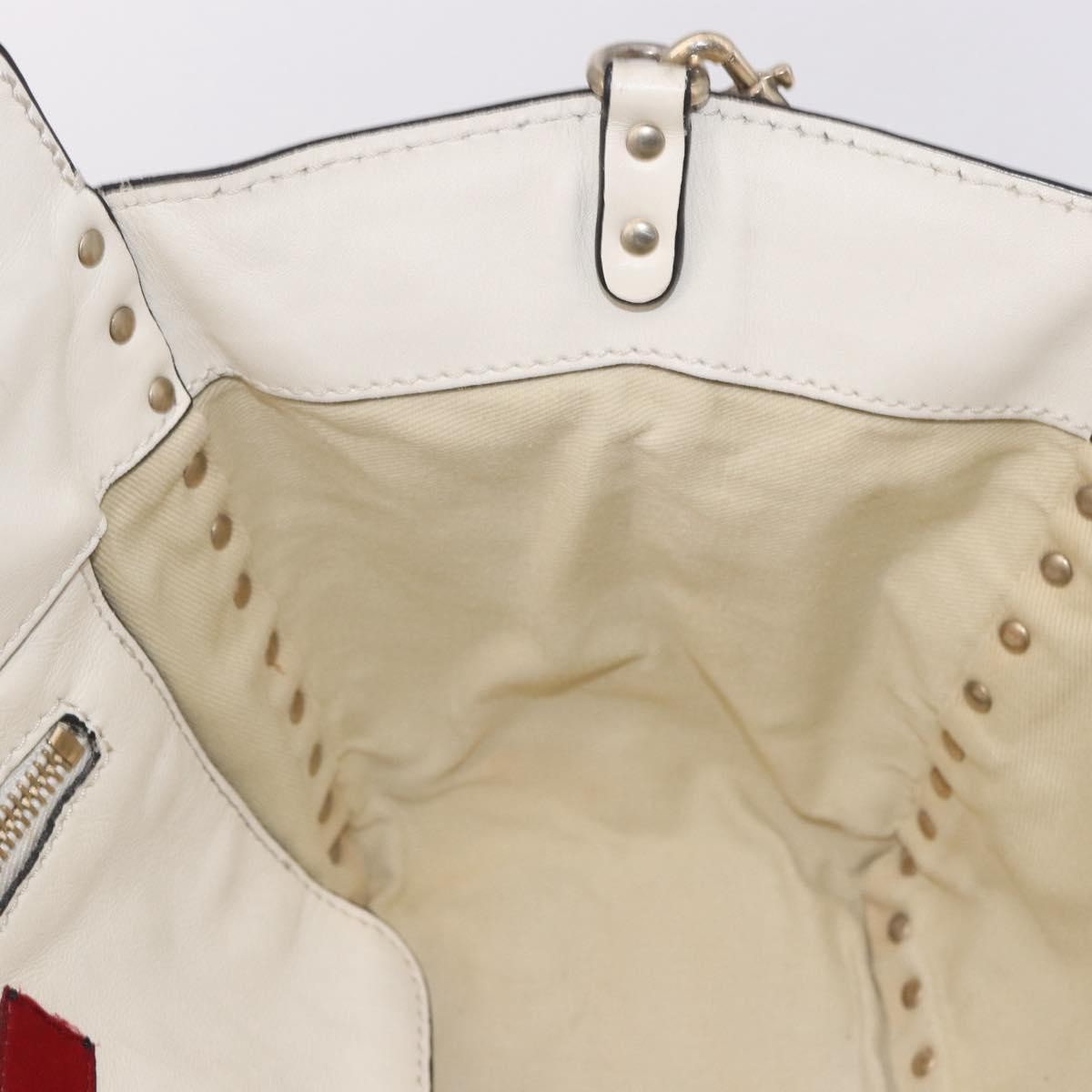 Valentino Garavani Rockstud Tote Soft Leather White Leather Tote Bag Bag (Pre-Owned)