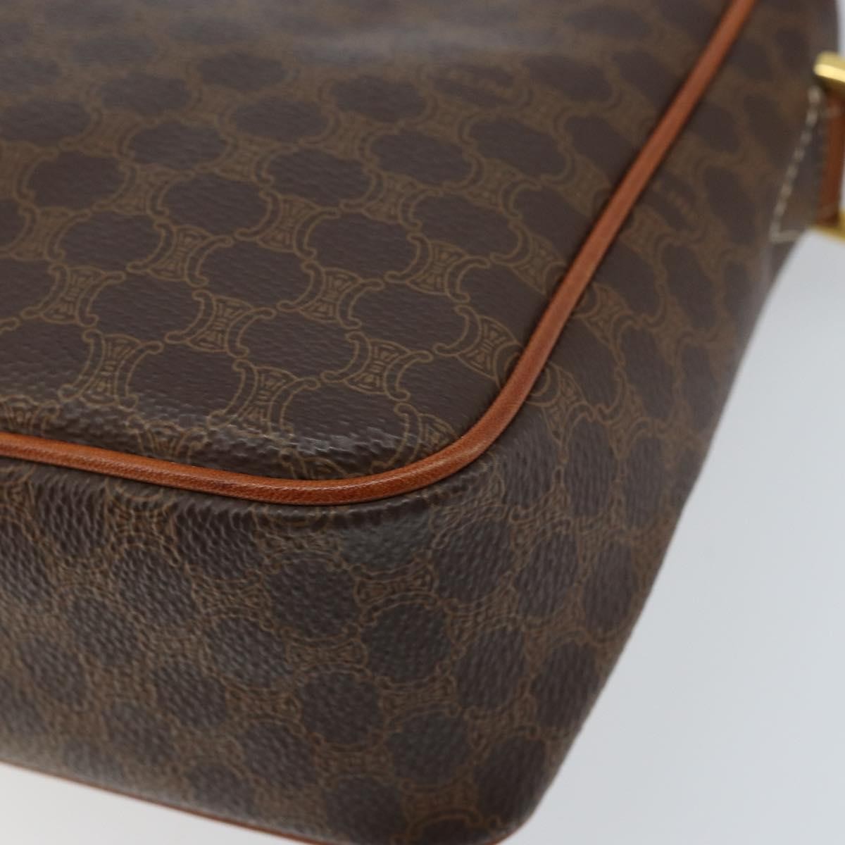 Celine Vintage Macadam Circle Logo Canvas And Leather Brown Canvas Shoulder Bag Bag (Pre-Owned)