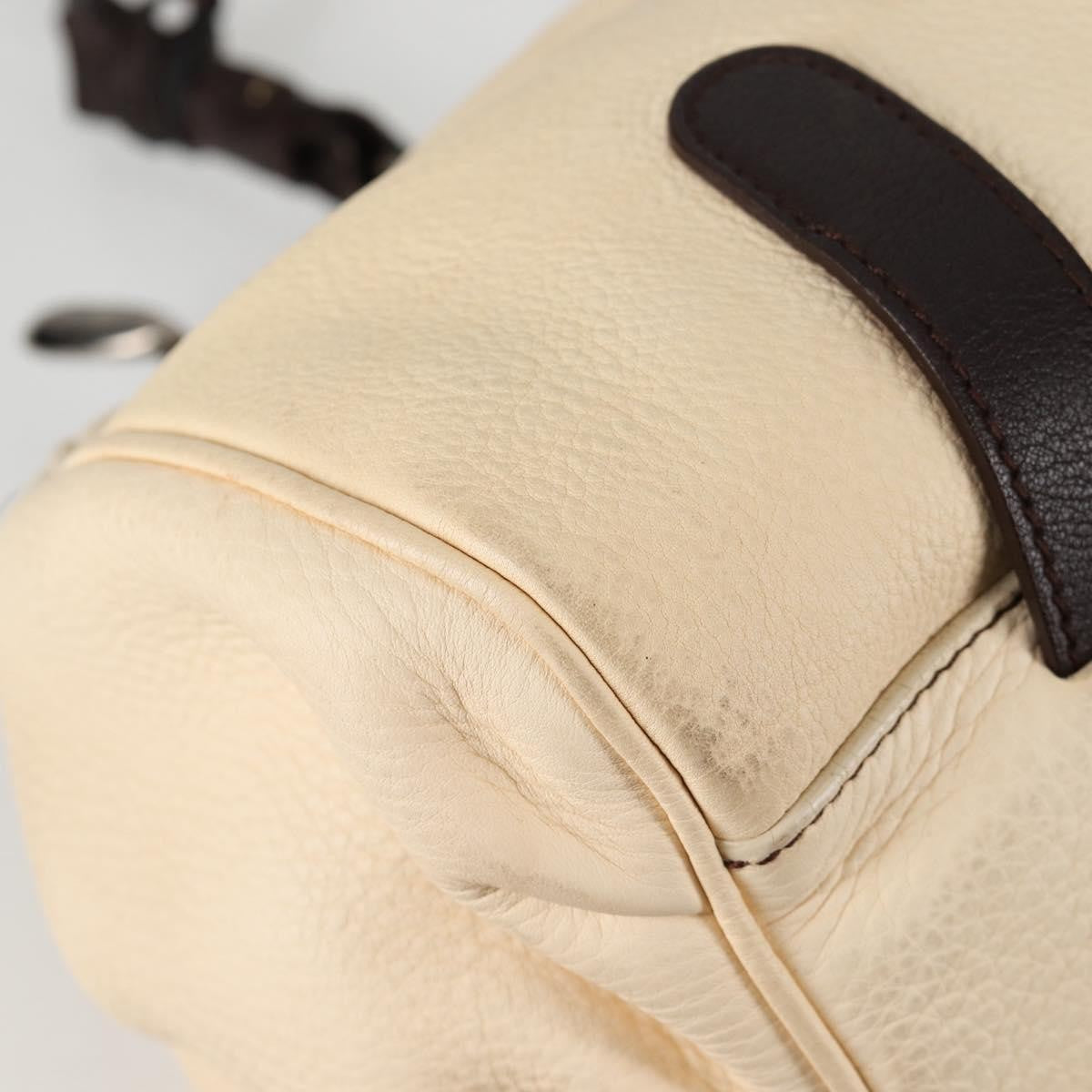 Salvatore Ferragamo Gancini Leather Beige Leather Handbag (Pre-Owned)