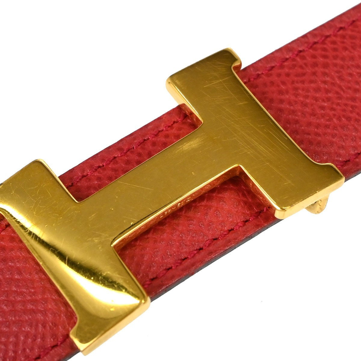 Hermes Constance Reversible Belt Leather Red Leather Belts Accessory (Pre-Owned)