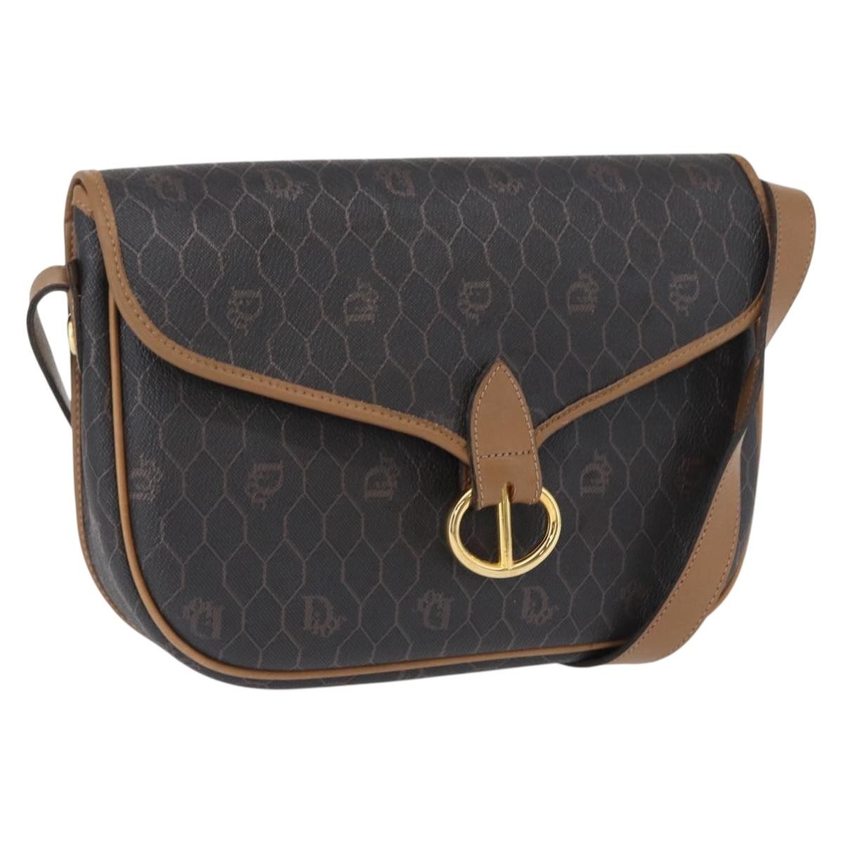 Christian Dior Vintage Honeycomb Flap Canvas And Leather Black Canvas Shoulder Bag Bag (Pre-Owned)