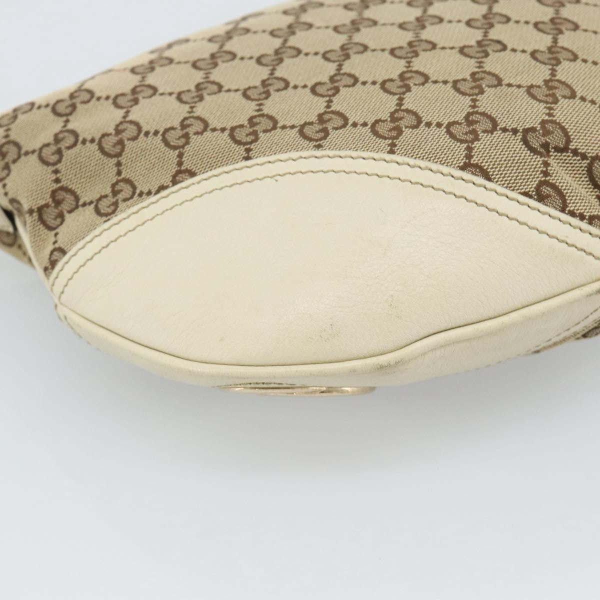 Gucci Britt Half Moon Hobo Gg Canvas And Leather Beige Canvas Shoulder Bag Bag (Pre-Owned)