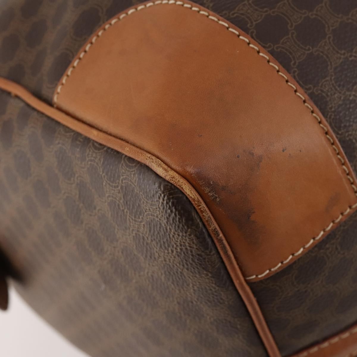Celine Vintage Duffle Canvas And Leather Brown Canvas Travel Bag Bag (Pre-Owned)