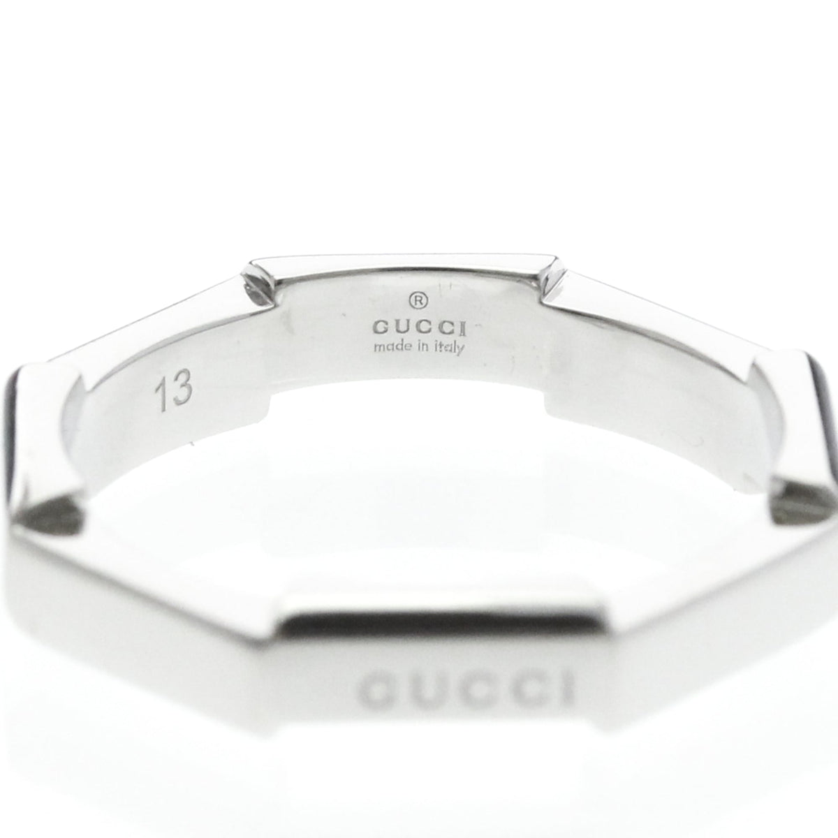 Gucci Link To Love Mirrored Platinum Silver Platinum Ring Jewelry (Pre-Owned)