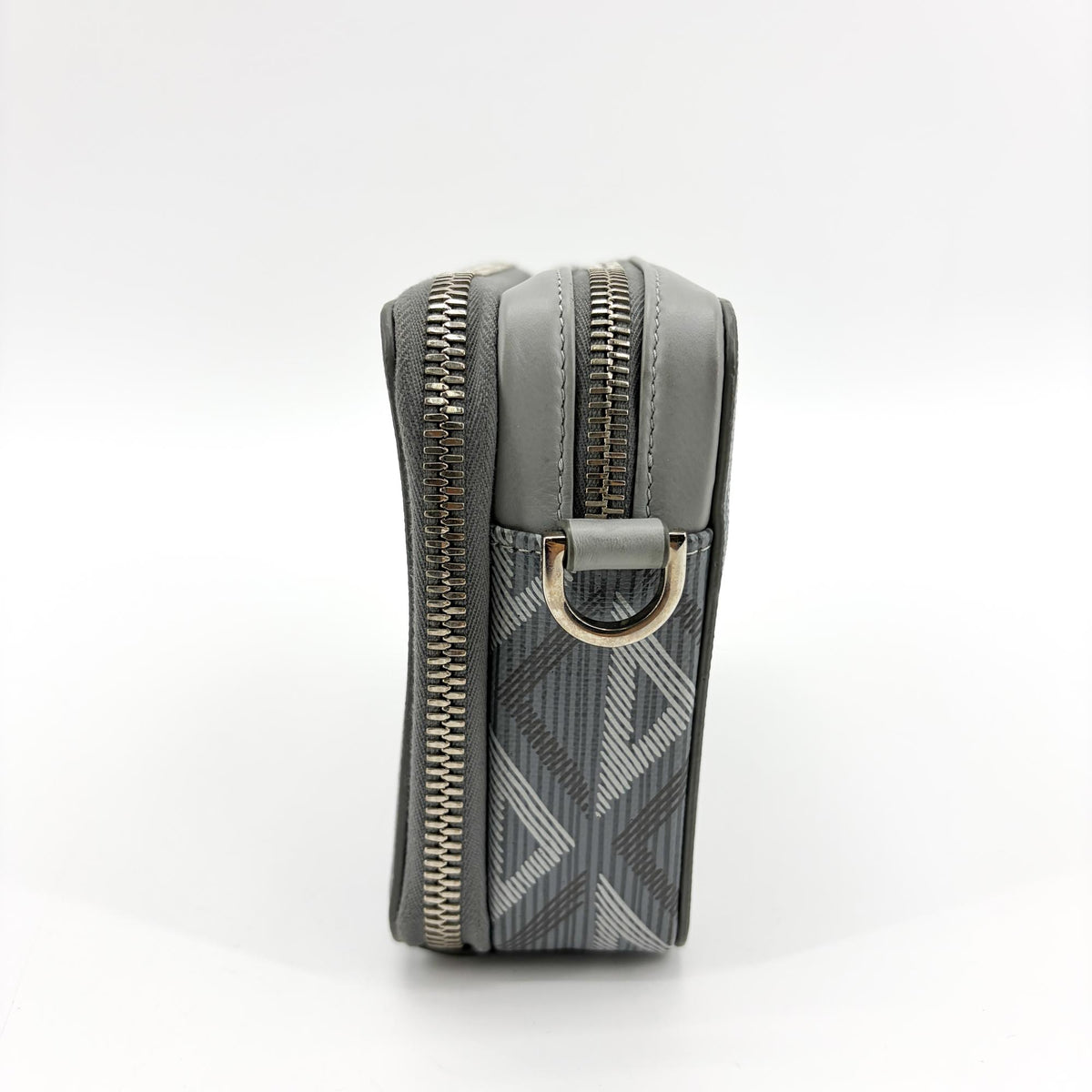 Christian Dior Double Zip Cd Diamond Coated Canvas Gray Canvas Crossbody Bag Bag (Pre-Owned)