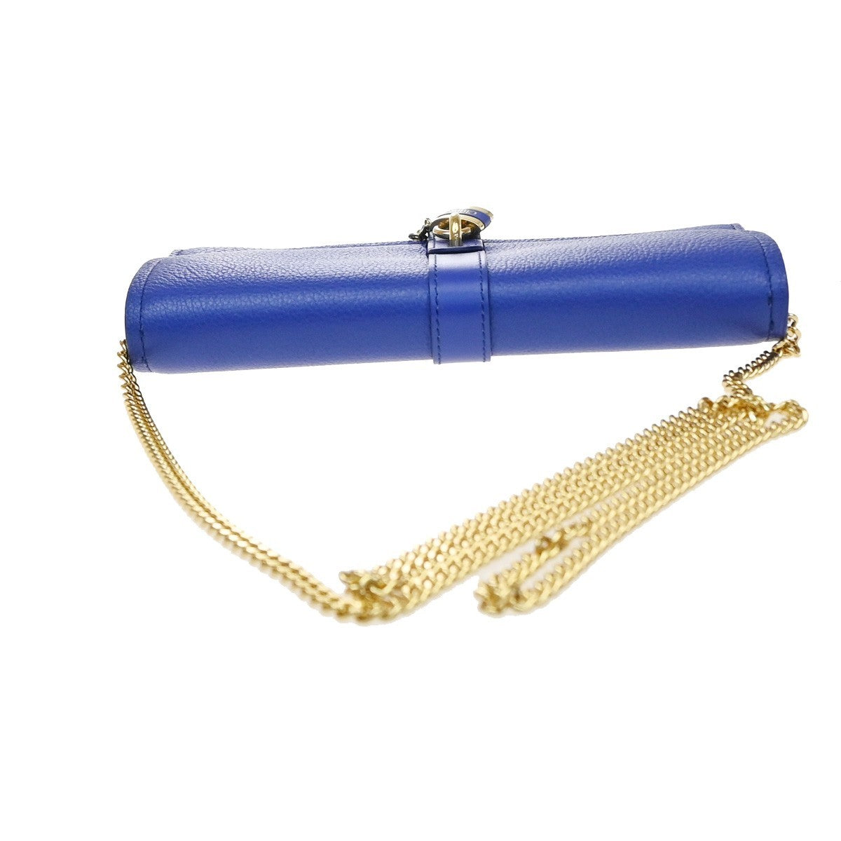 Chloe Aby Chain Leather Blue Leather Shoulder Bag Bag (Pre-Owned)