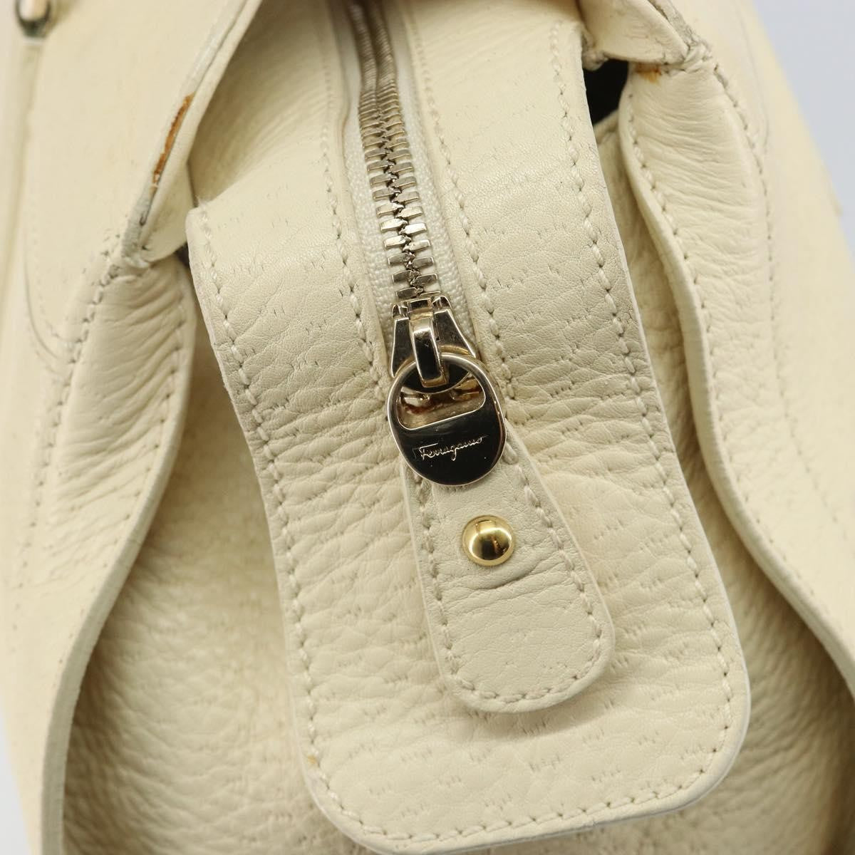 Salvatore Ferragamo Gancini Leather Beige Leather Shoulder Bag Bag (Pre-Owned)