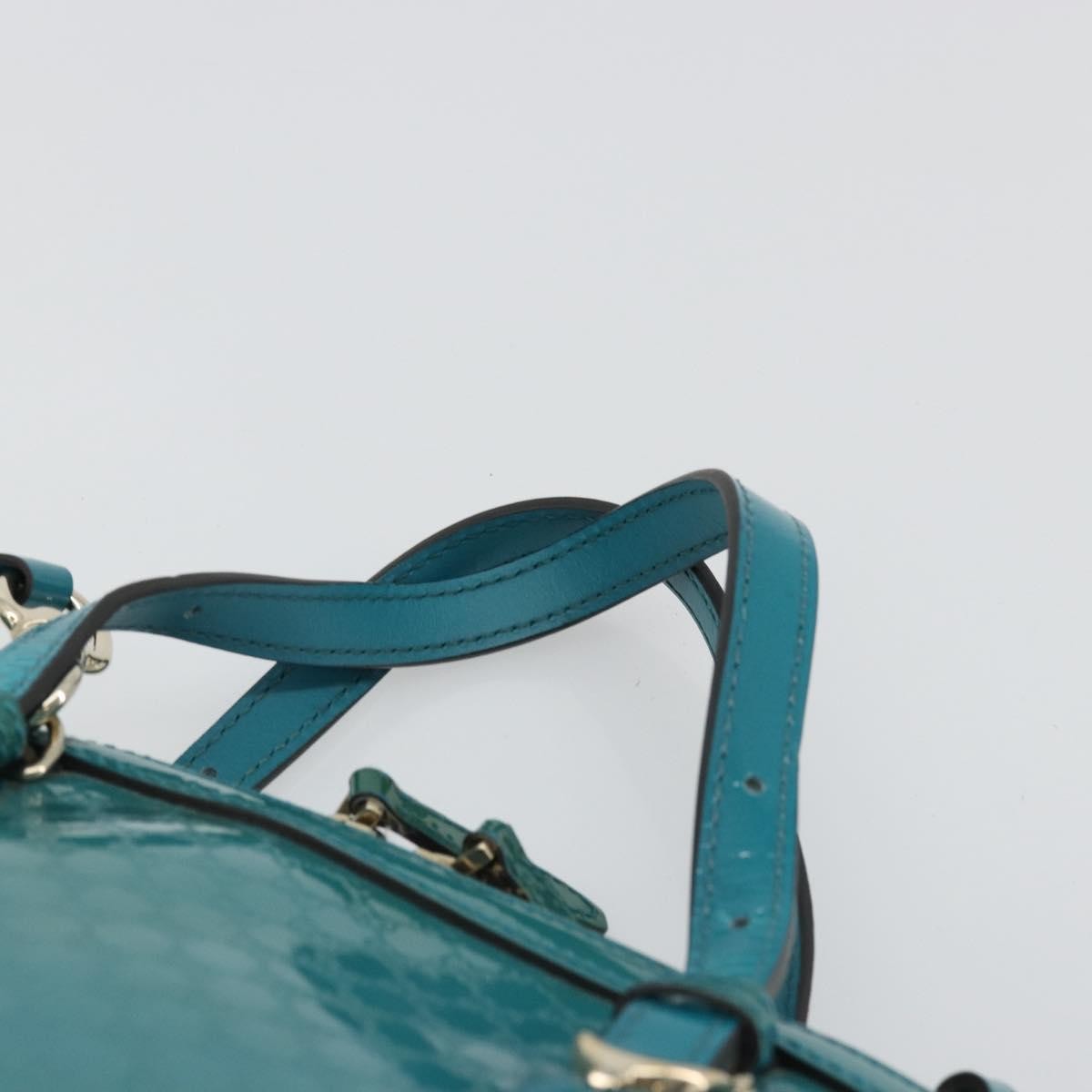 Gucci Nice Top Handle Microguccissima Patent Turquoise Patent_Leather Handbag (Pre-Owned)