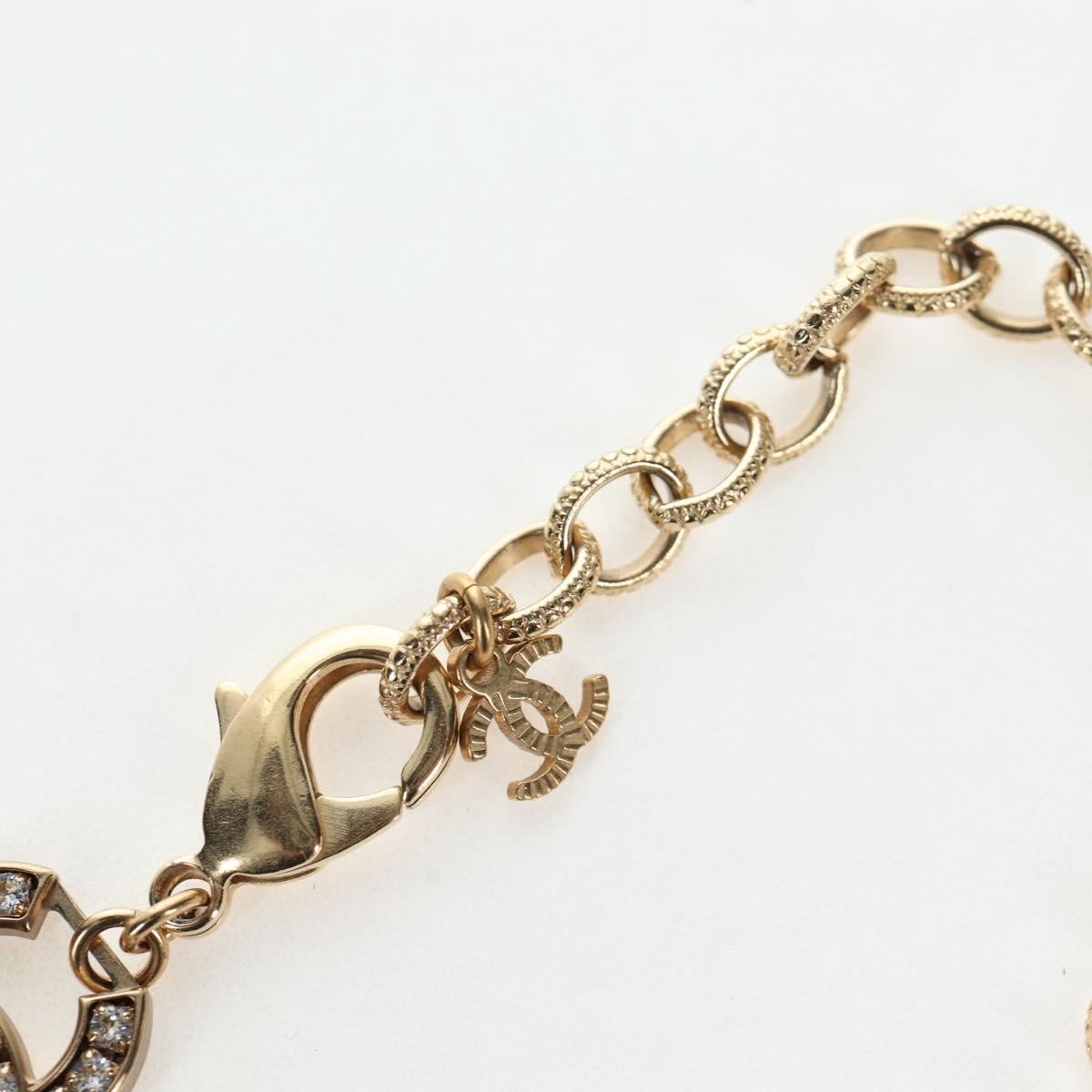 Chanel Cc Link Choker Metal With Crystals Gold Metal Necklace Jewelry (Pre-Owned)
