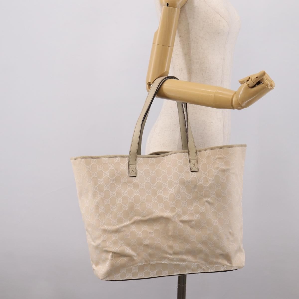 Gucci Open Tote Gg Canvas And Leather Beige Canvas Handbag (Pre-Owned)