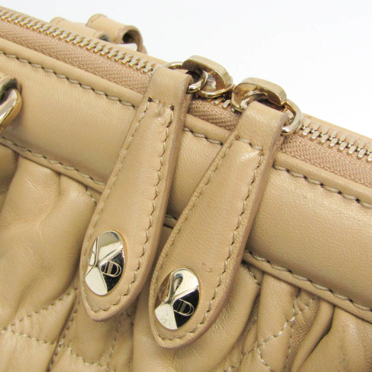 Christian Dior Lady Cannage Matelassé Beige Leather Handbag (Pre-Owned)