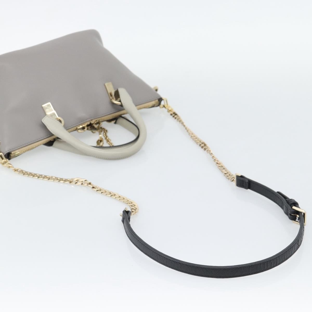 Chloe Bicolor Baylee Satchel Leather Gray Leather Handbag (Pre-Owned)