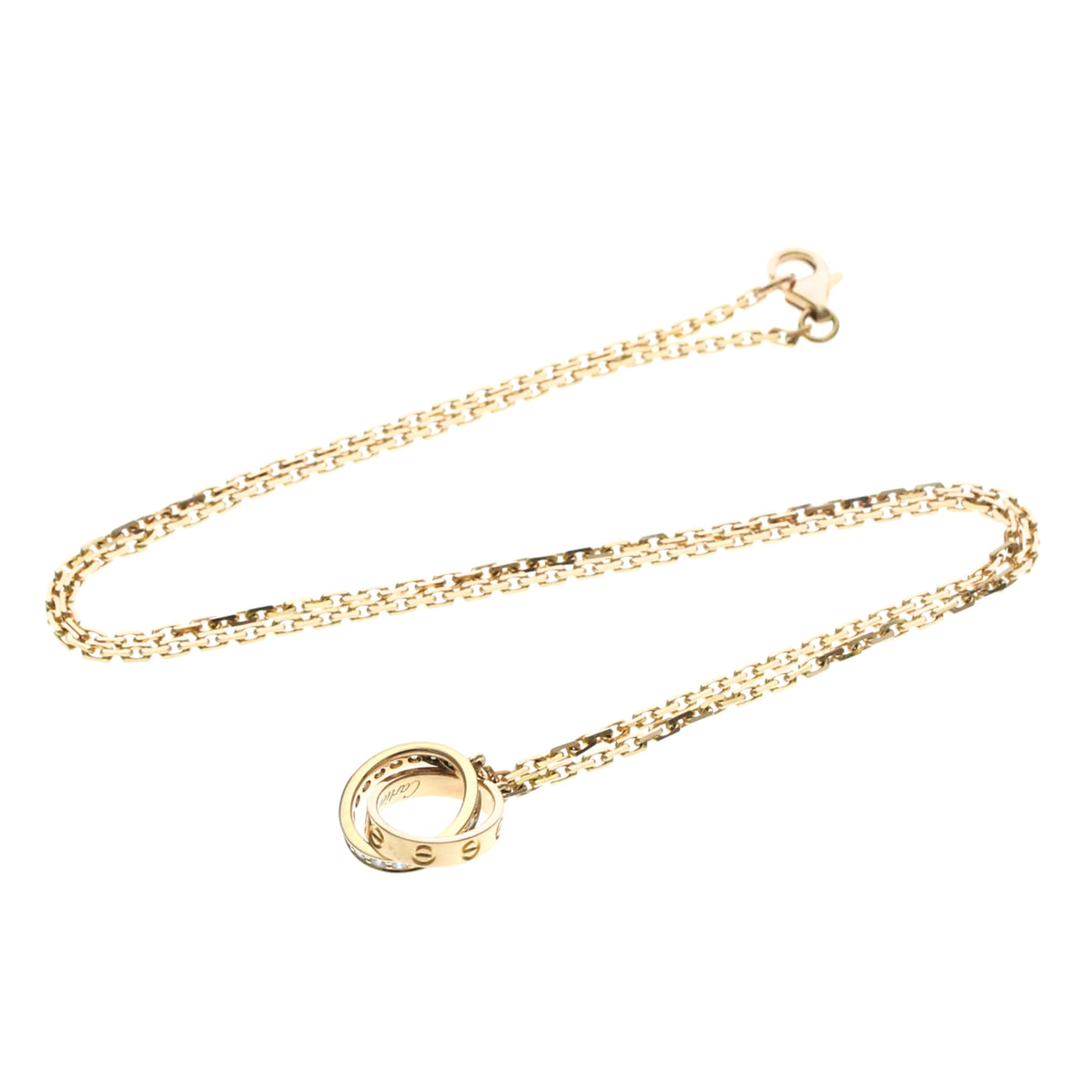 Cartier Love Interlocking 18K Rose Gold With Diamonds Gold Pink_Gold Necklace Jewelry (Pre-Owned)