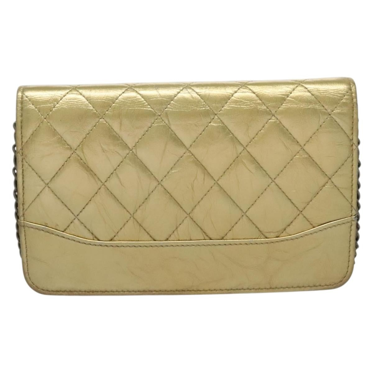 Chanel Gabrielle Wallet On Chain Quilted Aged Calfskin Gold Leather Crossbody Bag Bag (Pre-Owned)