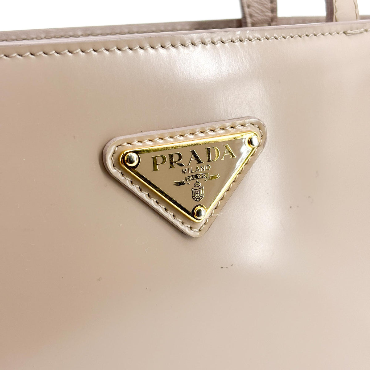 Prada Monochrome Panier Bucket Saffiano Leather Beige Leather Handbag (Pre-Owned)