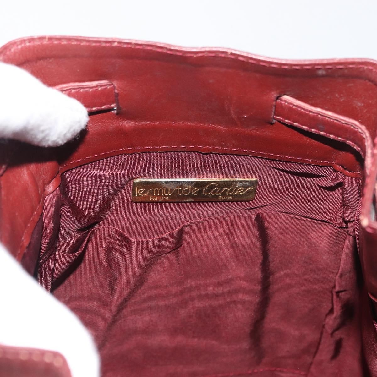 Cartier Must De Cartier Leather Burgundy Leather Shoulder Bag Bag (Pre-Owned)