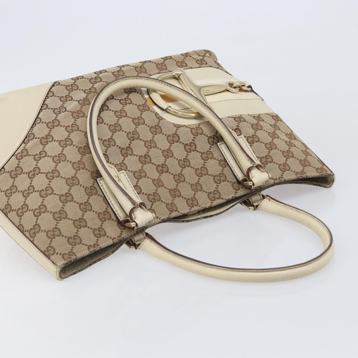 Gucci Horsebit Handle Gg Canvas Beige Canvas Tote Bag Bag (Pre-Owned)