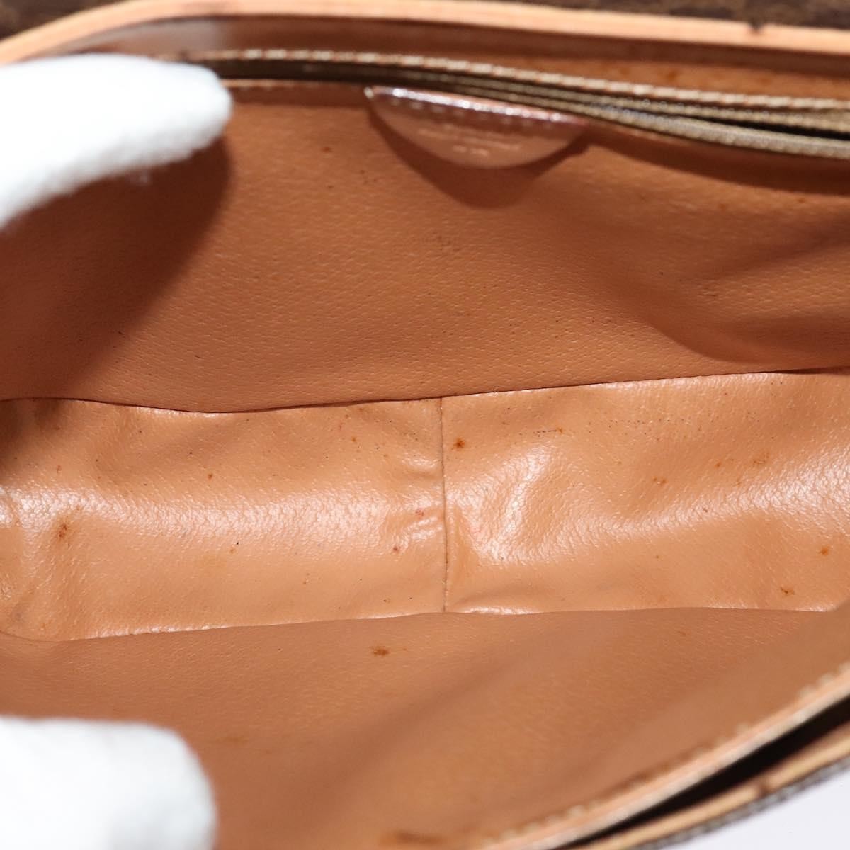 Celine Vintage Macadam Circle Logo Canvas And Leather Brown Canvas Shoulder Bag Bag (Pre-Owned)