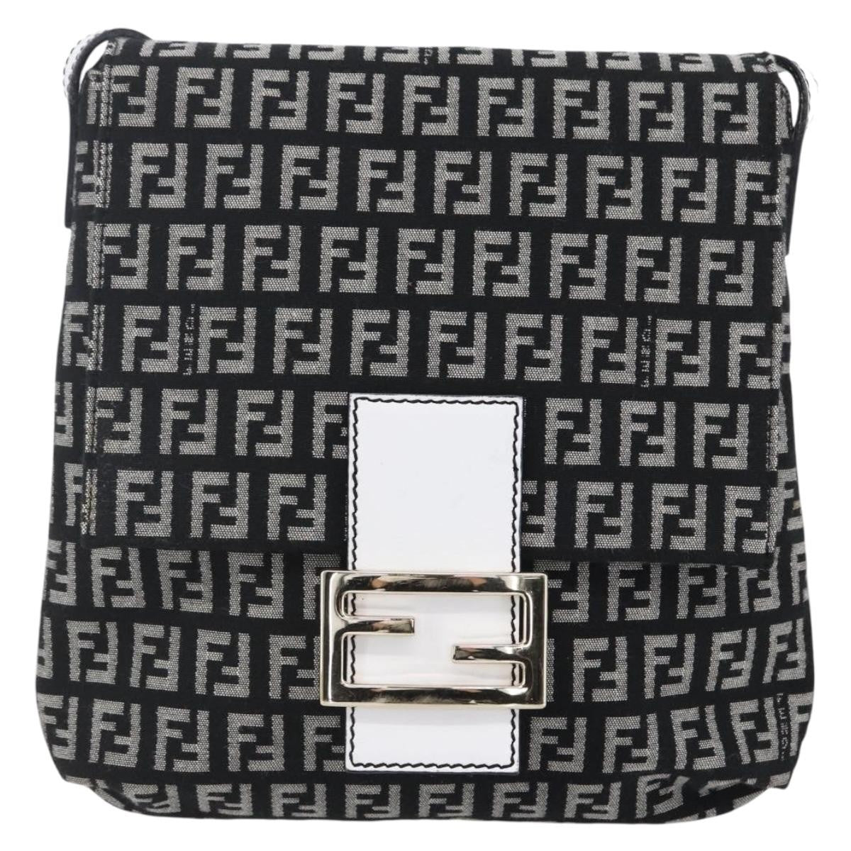 Fendi Vintage Flap Zucchino Canvas Black Canvas Shoulder Bag Bag (Pre-Owned)