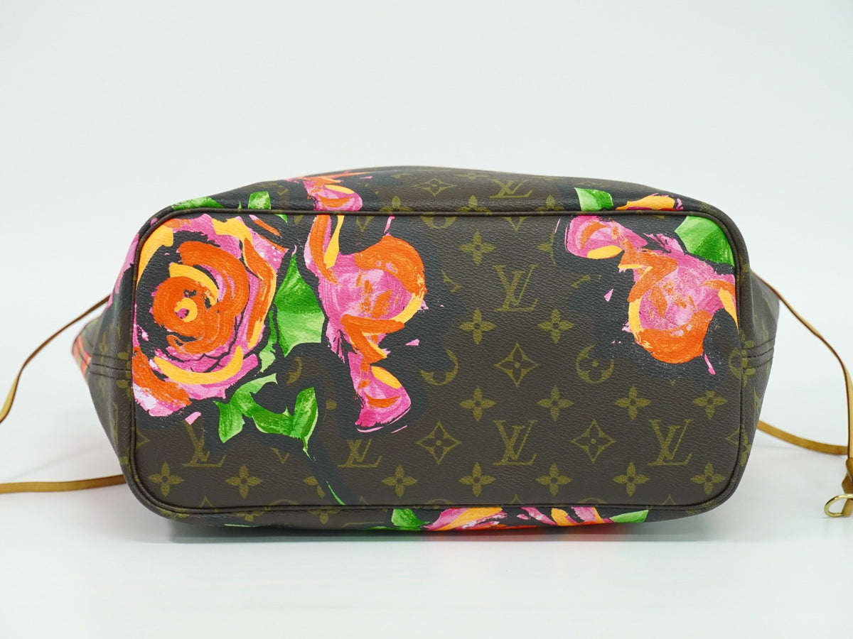 Louis Vuitton Neverfull Limited Edition Monogram Roses Brown Canvas Tote Bag Bag (Pre-Owned)