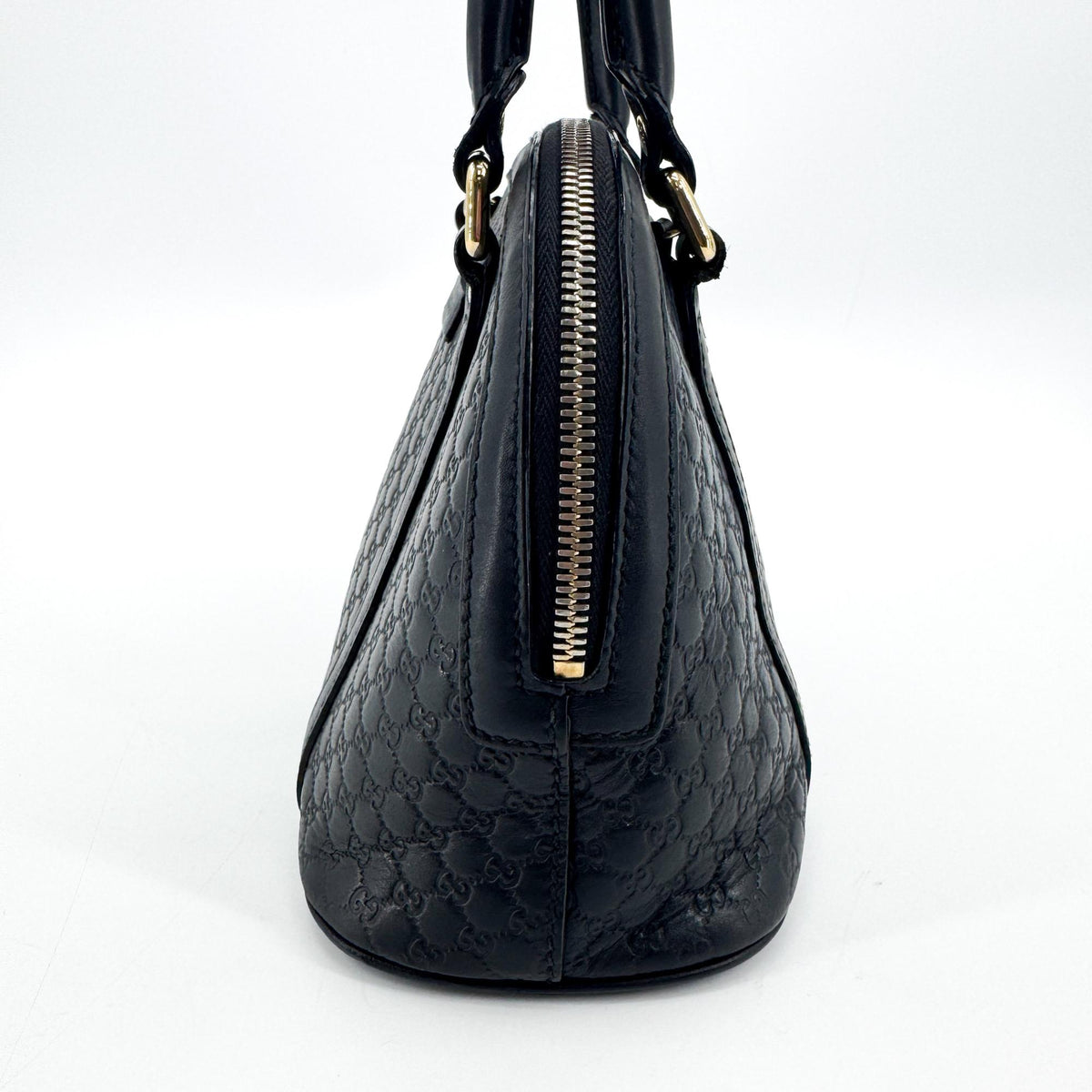 Gucci Convertible Dome Satchel Microguccissima Leather Black Leather Handbag (Pre-Owned)