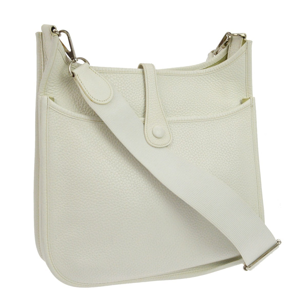 Hermes Evelyne Bag Gen Iii Clemence White Leather Shoulder Bag Bag (Pre-Owned)