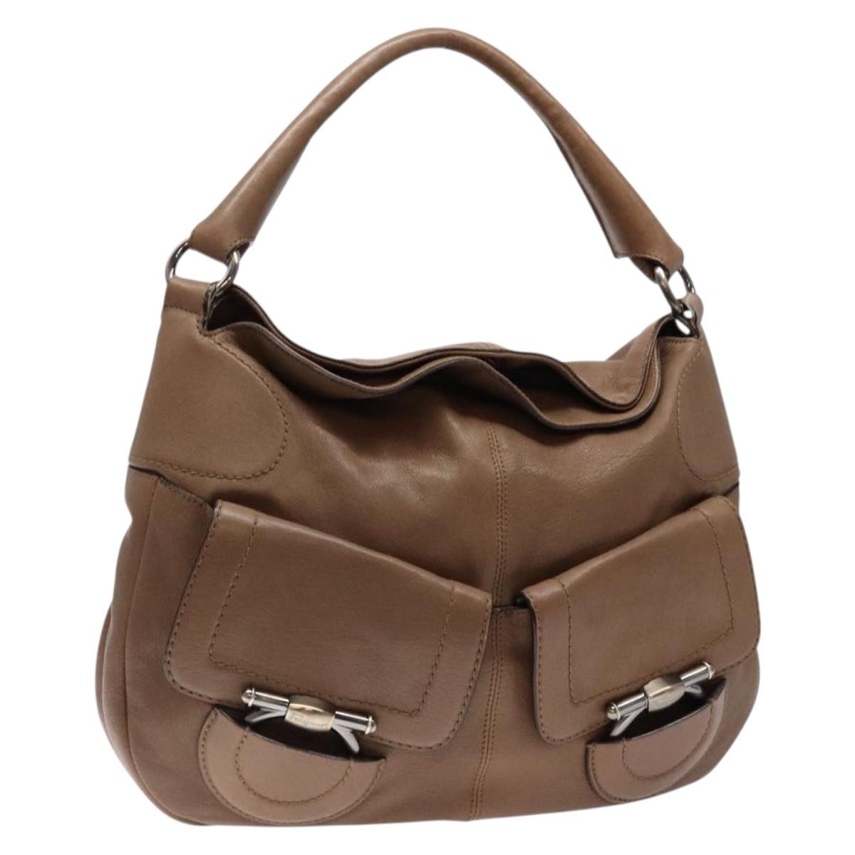 Salvatore Ferragamo Vintage Leather Brown Leather Handbag (Pre-Owned)